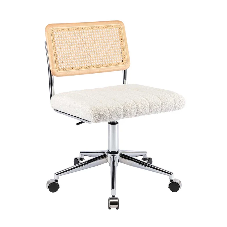 Blake Boucle Office Chair White Chrome