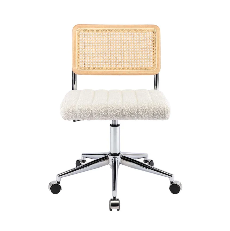 Blake Boucle Office Chair White Chrome
