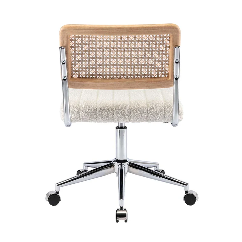 Blake Boucle Office Chair White Chrome