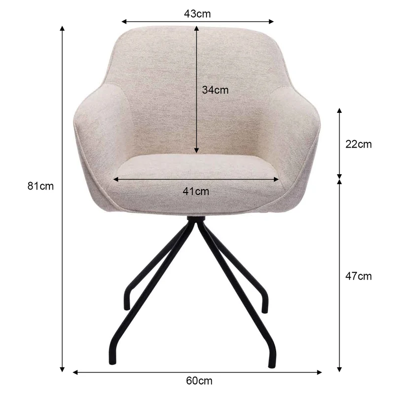 Levi Swivel Fabric Dining Arm Chair